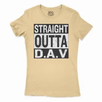 Straight Outta Dav Women’s T-Shirt in Solid Banana Cream Color