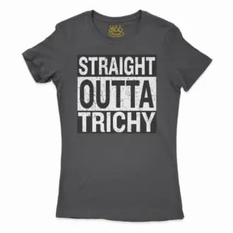 Straight Outta Trichy Women’s T-Shirt in Solid Black Color