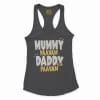 Mummy Paavam, Daddy Also Paavam Women's Racerback Tank in Solid Black Color