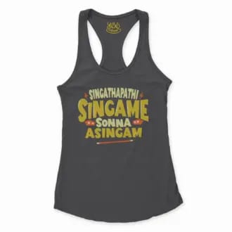 Singathapathi Singame Sunna Asingam Women's Racerback Tank in Solid Black Color