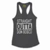 Straight Outta Don Bosco Women's Racerback Tank in Solid Black Color