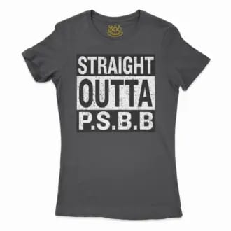 Straight Outta Psbb Women’s T-Shirt in Solid Black Color