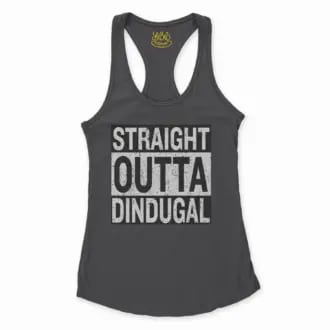 Straight Outta Dindugal Women's Racerback Tank in Solid Black Color