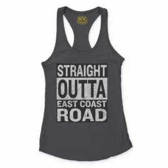 Straight Outta Ecr Women's Racerback Tank in Solid Black Color