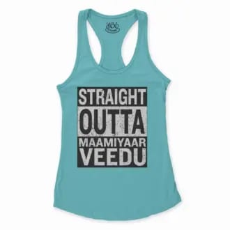 Straight Outta Maamiyaar Veedu Women's Racerback Tank in Solid Cancun Color