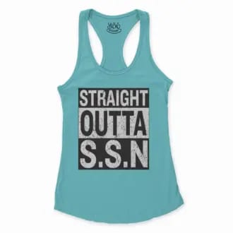 Straight Outta Ssn University Women's Racerback Tank in Solid Cancun Color