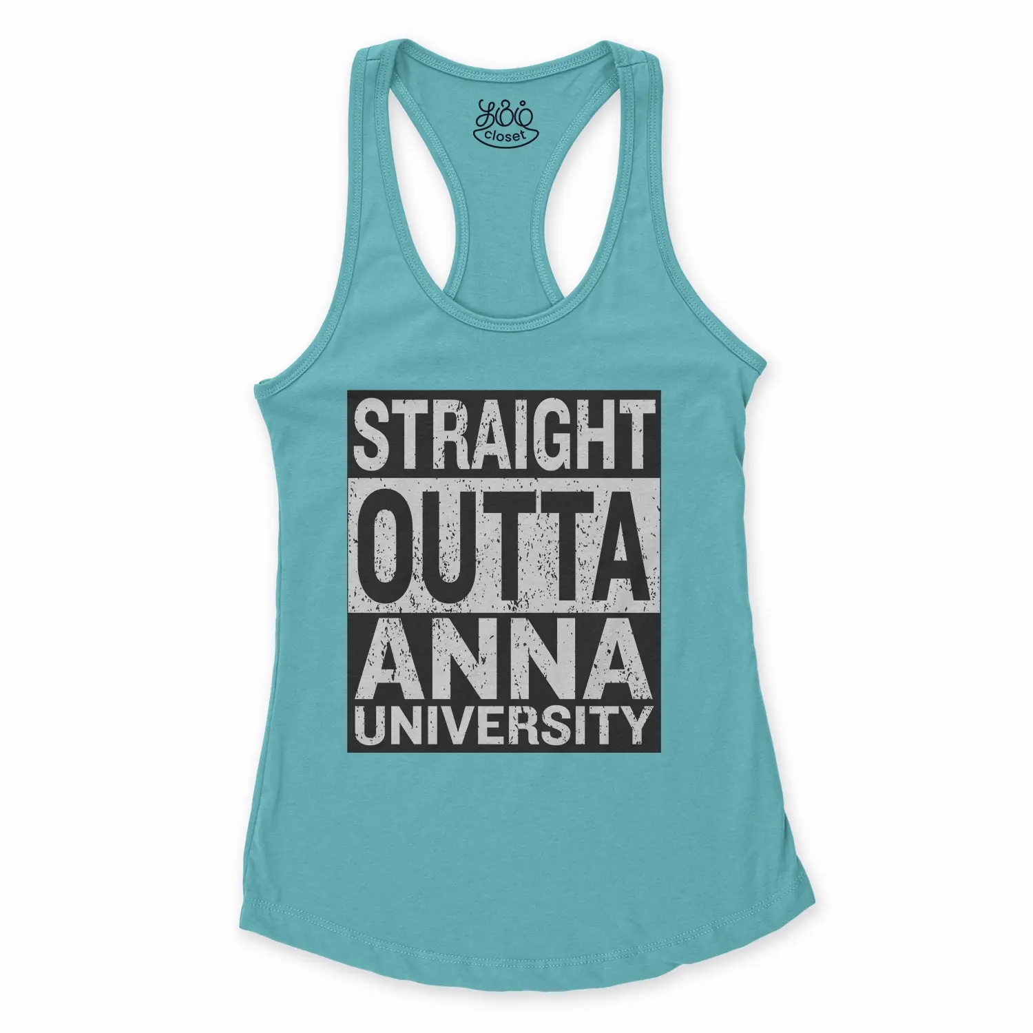 Straight Outta Anna University Women's Racerback Tank in Solid Cancun Color