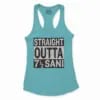 Straight Outta Sani - English Women's Racerback Tank in Solid Cancun Color