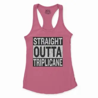 Straight Outta Triplicane Women's Racerback Tank in Solid Hot Pink Color