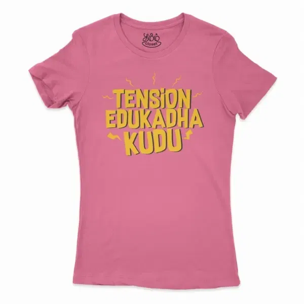 Tension Edukadha Kudu Women’s T-Shirt in Solid Hot Pink Color