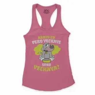 Naayu Ku Peru Vachaye Soru Vachaye Women's Racerback Tank in Solid Hot Pink Color