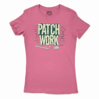 Patch Work Women’s T-Shirt in Solid Hot Pink Color