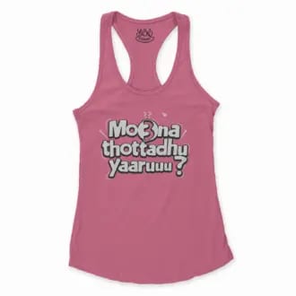 Moona Thotadhu Yaaru Women's Racerback Tank in Solid Hot Pink Color