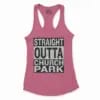 Straight Outta Church Park Women's Racerback Tank in Solid Hot Pink Color