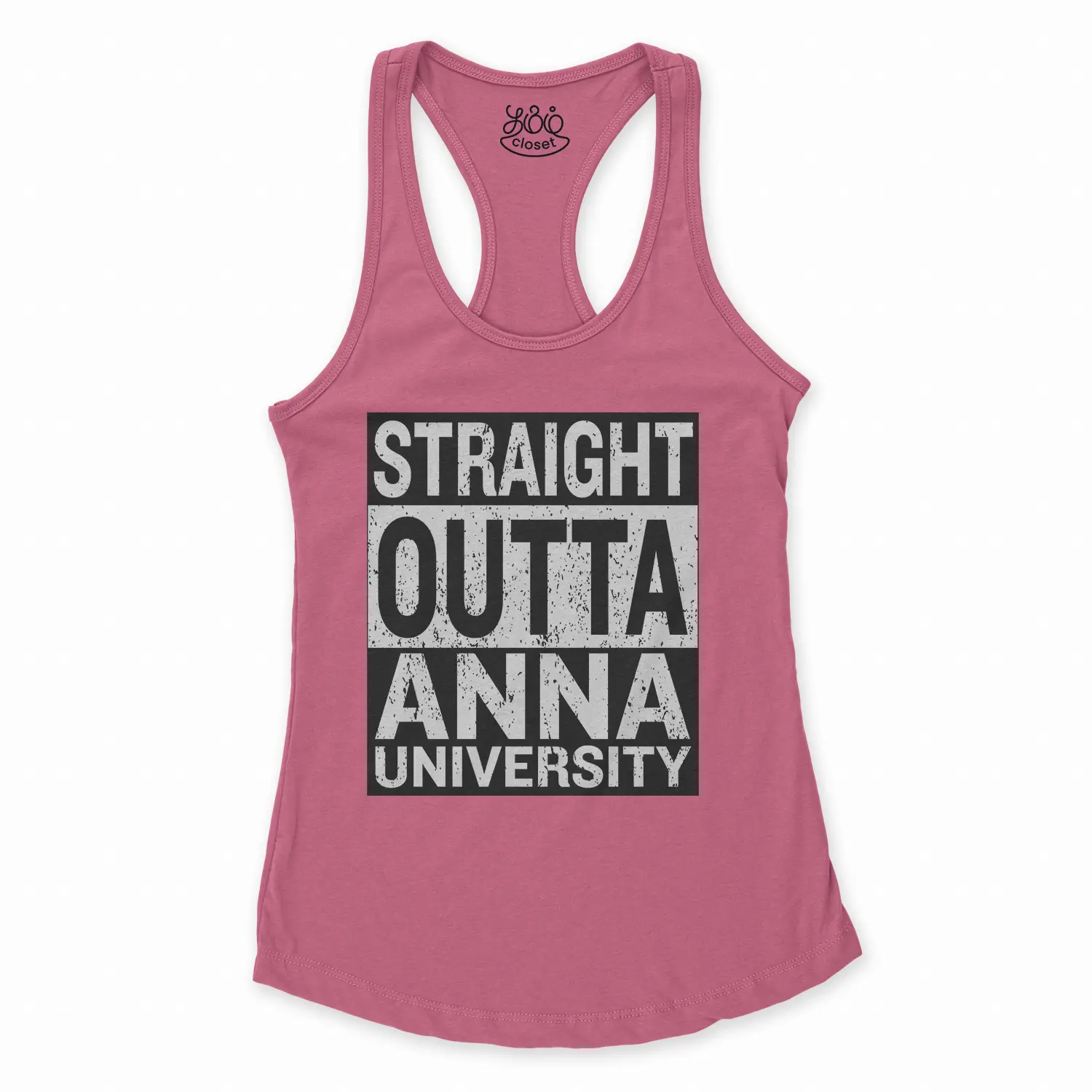 Straight Outta Anna University Women's Racerback Tank in Solid Hot Pink Color