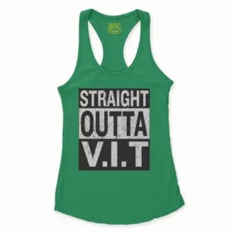 Straight Outta Vit Women's Racerback Tank in Solid Kelly Green Color