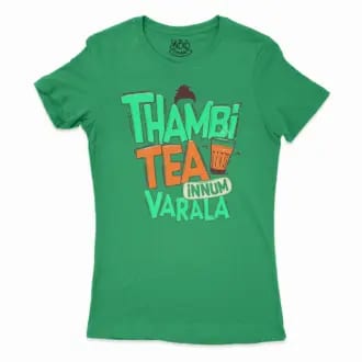 Thambi Tea Innum Varala Women’s T-Shirt in Solid Kelly Green Color