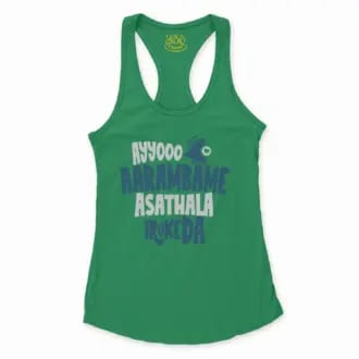 Ayyooo Aarambame Asathala Iruke Da Women's Racerback Tank in Solid Kelly Green Color