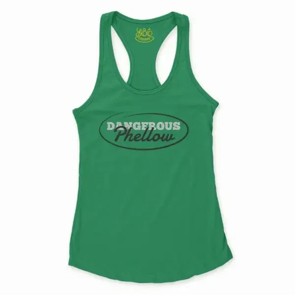 Dangerous Phellow Women's Racerback Tank in Solid Kelly Green Color