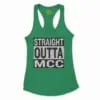Straight Outta Mcc Women's Racerback Tank in Solid Kelly Green Color