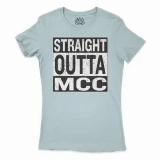 Straight Outta Mcc Women’s T-Shirt in Solid Light Blue Color