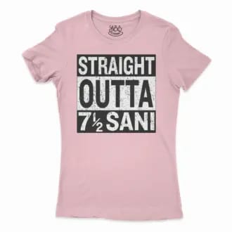 Straight Outta Sani - English Women’s T-Shirt in Solid Light Pink Color