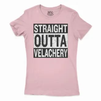 Straight Outta Velachery Women’s T-Shirt in Solid Light Pink Color