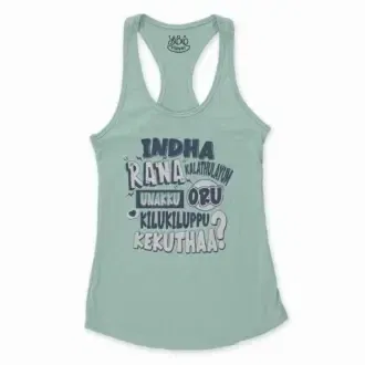 Indha Rana Kalathulayum Unakku Oru Kilukiluppu Kekuthaa Women's Racerback Tank in Solid Mint Color