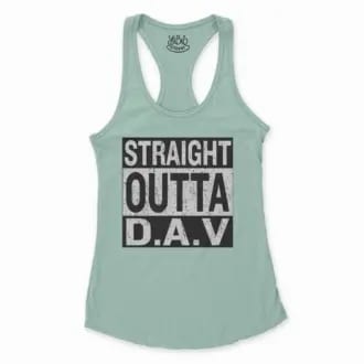 Straight Outta Dav Women's Racerback Tank in Solid Mint Color