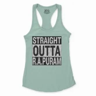 Straight Outta R.a Puram Women's Racerback Tank in Solid Mint Color