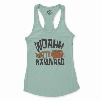 Woahh!! Watte Karuvaad Women's Racerback Tank in Solid Mint Color