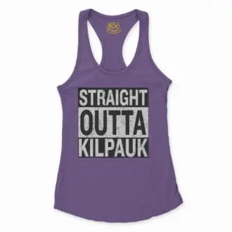Straight Outta Kilpauk Women's Racerback Tank in Solid Purple Rush Color