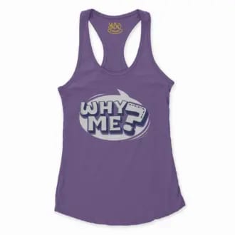 Why Me? Women's Racerback Tank in Solid Purple Rush Color