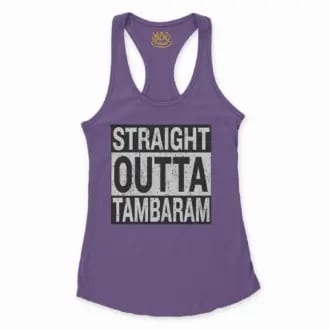 Straight Outta Tambaram Women's Racerback Tank in Solid Purple Rush Color