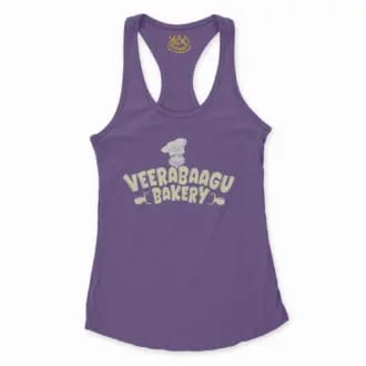 Veerabaagu Bakery Women's Racerback Tank in Solid Purple Rush Color