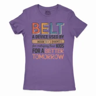 Belt A Device Women's T-Shirt in Solid Purple Rush Color