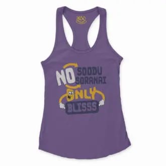 No Soodu No Soranai Only Blissssssss Women's Racerback Tank in Solid Purple Rush Color