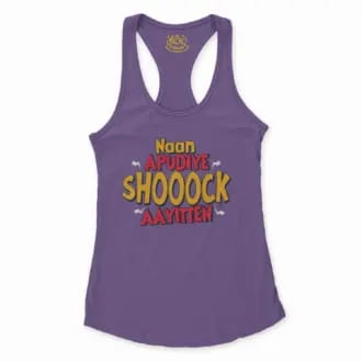 Naan Apudiye Shoooock Aayitten Women's Racerback Tank in Solid Purple Rush Color