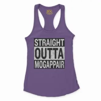Straight Outta Mogappair Women's Racerback Tank in Solid Purple Rush Color
