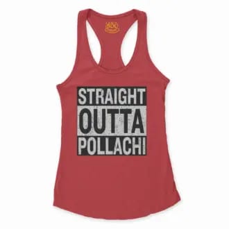 Straight Outta Pollachi Women's Racerback Tank in Solid Red Color