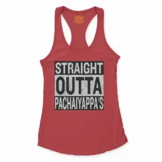 Straight Outta Pachaiyappa's Women's Racerback Tank in Solid Red Color