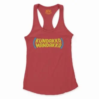 Kundakka Mandakka Women's Racerback Tank in Solid Red Color