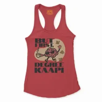 But First Degree Kaapi Women's Racerback Tank in Solid Red Color