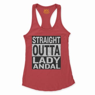 Straight Outta Lady Andal Women's Racerback Tank in Solid Red Color