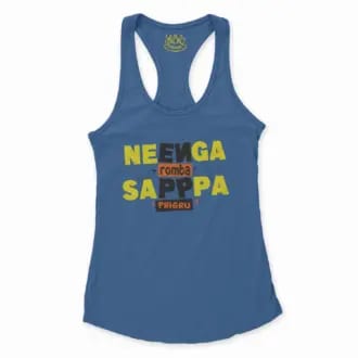 Neenga Romba Sappaa Phigru Women's Racerback Tank in Solid Royal Color