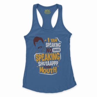 I Yam Speaking No Cross Speaking Women's Racerback Tank in Solid Royal Color