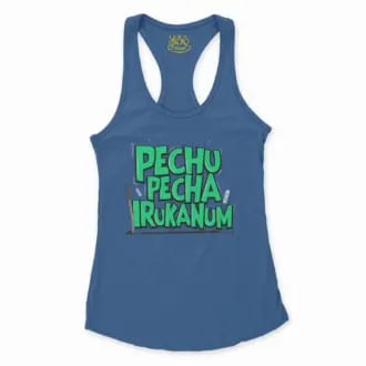 Pechu Pecha Irrukanum Women's Racerback Tank in Solid Royal Color