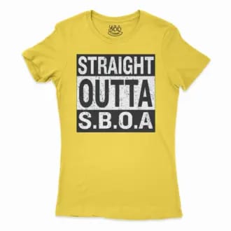 Straight Outta Sboa Women’s T-Shirt in Solid Vibrant Yellow Color