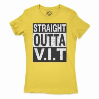 Straight Outta Vit Women’s T-Shirt in Solid Vibrant Yellow Color