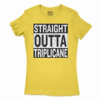 Straight Outta Triplicane Women’s T-Shirt in Solid Vibrant Yellow Color